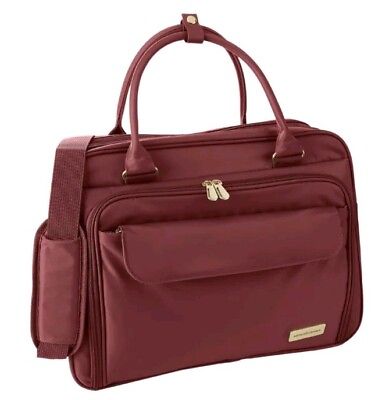 #ad Samantha Brown Convertible Carry All Bag Satchel W Accessories Burgundy NWT