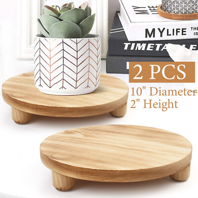 Plant Riser Stands Wood Round Pedestal Serving Board Display Wooden Stands Tray