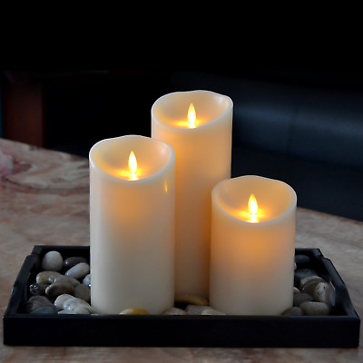 Luminara Flickering Flameless LED Pillar Candles Moving Wick With Remote Timer
