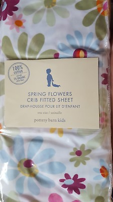 #ad New Pottery Barn Kids SPRING FLOWERS Crib SHEET toddler bed COLORFUL girl