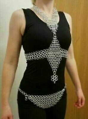 #ad 10 mm Chainmail Butted Halter Top Bra Antique Top Bra Costume Christmas Gift