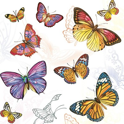 #ad Decoupage Paper Napkins Spring Butterflies Butterfly Two Luncheon Napkins
