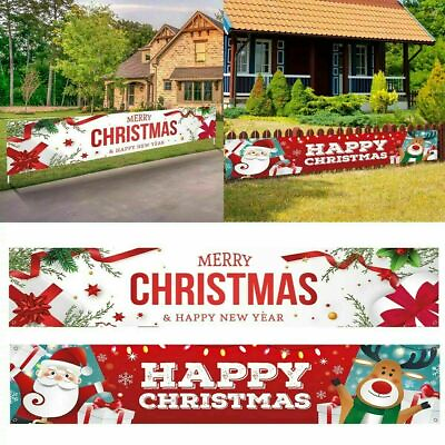 Large Merry Christmas Banner Santa Claus Sign 6ft Xmas Outdoor Garden Decoration