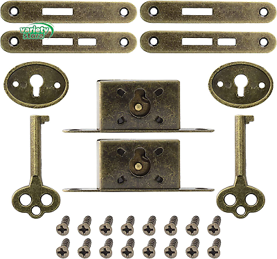 #ad 2 Pack Mini Locks with Skeleton Key Full Mortise Locks Antique Locks for Jewel