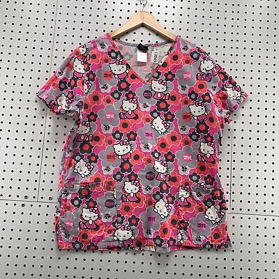 Hello Kitty Adult Nurse Scrub Short Sleeve pink Shirt Adult Size Medium