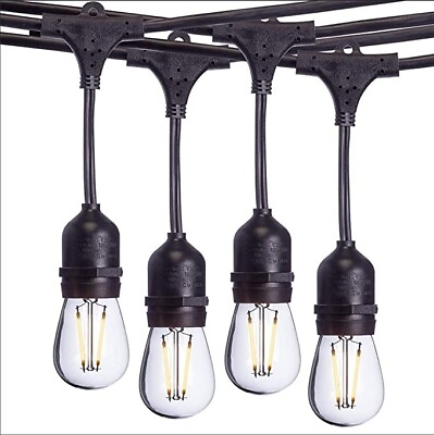 #ad 48ft LED Vintage Edison Outdoor String Lights for Patio Deck Garden Waterproof