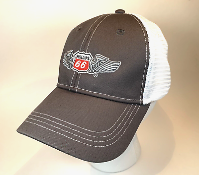 #ad NEW Phillips 66 Trucker Strap Back Men#x27;s Adult Cap Hat Adjustable OSFA Gray