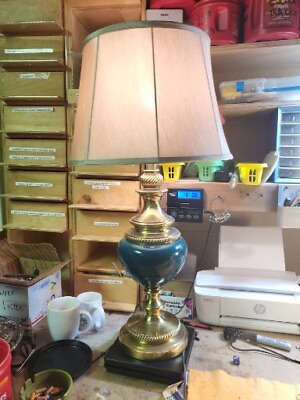 Beautiful Vintage Leviton 30quot; Brass Ceramic Table Lamp Excellent Condition