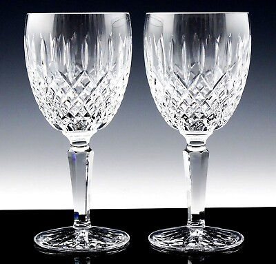 Waterford Ireland Crystal BALLYBAY 7quot; WATER WINE GOBLETS GLASSES Set of 2 Unused
