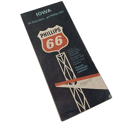 #ad #ad Phillips 66 Service Station Map Iowa IA Vintage Gas Oil Used Road Trip 1960s