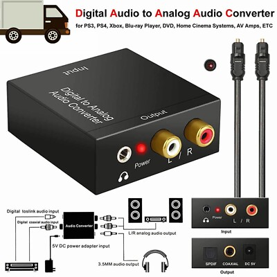 #ad Optical Coaxial Toslink Digital to Analog Audio Converter Adapter RCA L R 3.5mm