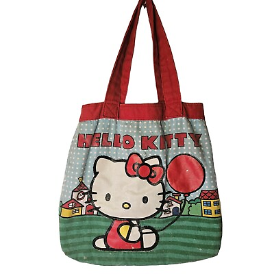 Loungefly Hello Kitty Canvas Colorful Red Tote Bag Medium 16quot; in Book Bag