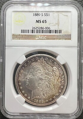 #ad 1889 S Morgan Silver Dollar NGC MS65 Original Nice Frosty Better Date