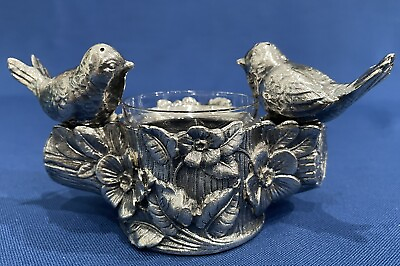 #ad VERY HTF Weidlich Bros. Silver Plated OPEN SALT CELLAR amp; Lovebirds Shakers 1920s