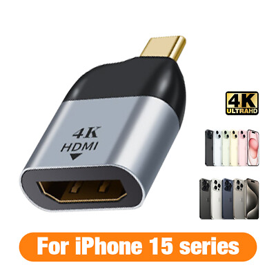 #ad 4K USB C to HDMI Adapter Type C Cable Converter For iPhone 15 Samsung S23 Plus