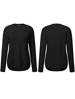 #ad MEROKEETY Womens Long Sleeve Oversized Crew Neck Knit Pullover Sweater Black S