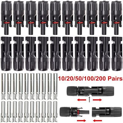 #ad 10 20 50 100 200 Pairs Male Female Solar Cable Connectors For DIY Solar Panel US