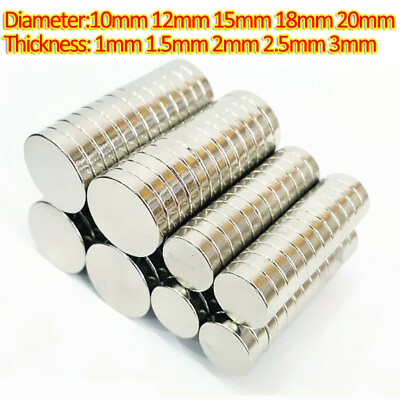 #ad 10 100pcs Rare Earth Disk Magnet Φ10 12 15 18 20mm N35 Round Strong Craft Magnet