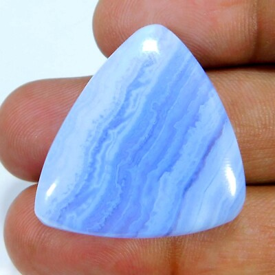 #ad Natural Miraculous Blue Lace Agate Triangle Cabochon 46.00Cts. Loose Gemstone