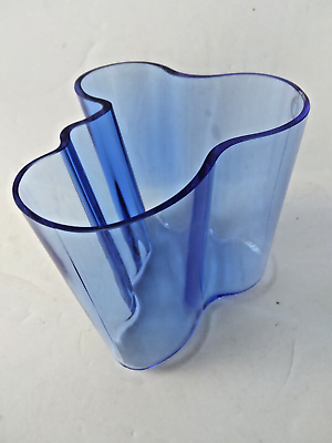 #ad MCM POP MOD art sculpture Iittala Alvar Aalto Vase Blue glass statue Bowl