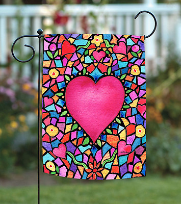 Toland Kaleidoscope Heart 12x18 Colorful Multicolor Valentine Garden Flag