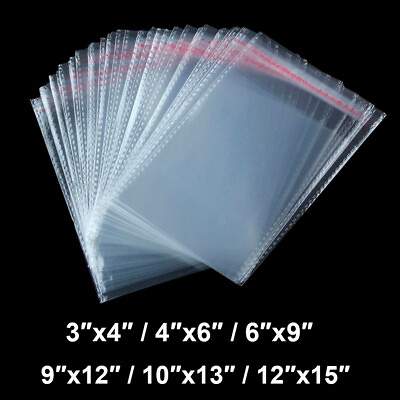 200 Clear Resealable Recloseable Self Adhesive Cello Tape OPP Poly Plastic Bags