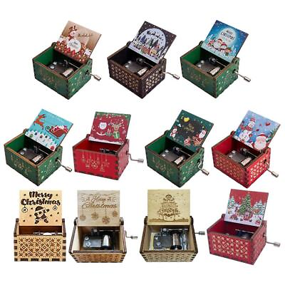 #ad #ad Retro Wooden Music Box Antique Hand Crank Engraved Toys for Kids Birthday Gift