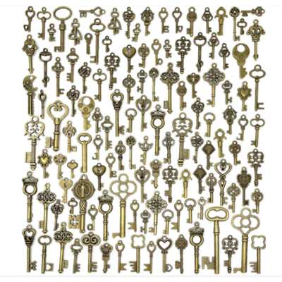 #ad Old Vintage Antique Skeleton 125 Keys Lot Small Large Bulk Necklace Pendant Cra