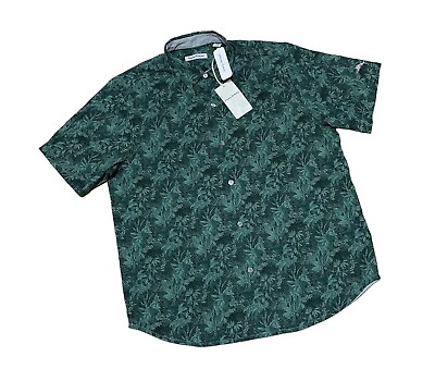 #ad Tommy Bahama Sport Jungle Shade Silk Camp Button Up Short Sleeve Shirt New $145