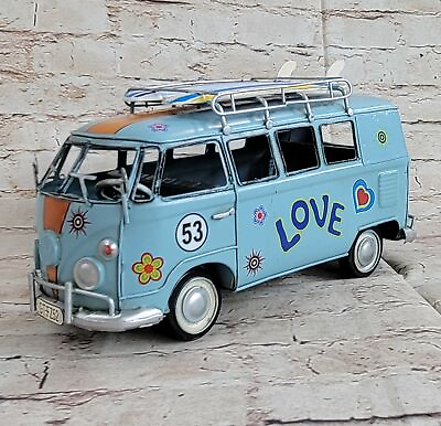 Jayland Handcrafted 1966 Deluxe Bus in Blue Hippy Tinplate Model Sale GIFT ART