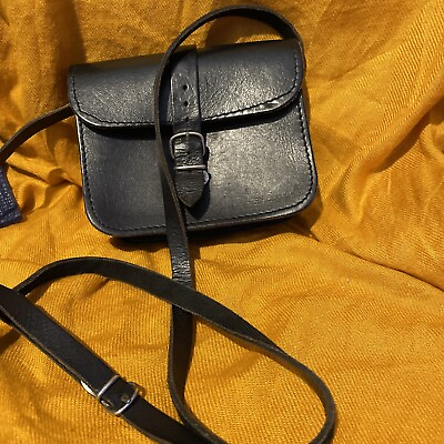 Small Vintage Leather Black Crossbody Made in Greece