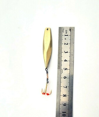 #ad ICE FISHING VERTICAL JIG BRASS LURES 50mm VMC Hooks 3 Eye drop and Dropper Chain