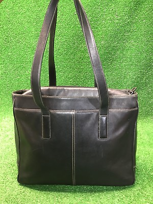 #ad COACH Hamptons Black Leather Padded Laptop Business Tote #E1S 5209 Briefcase