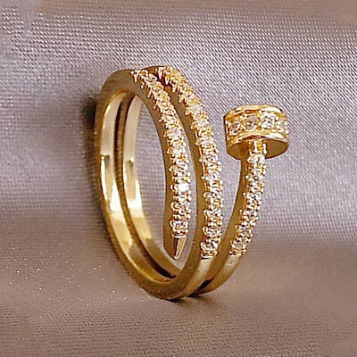 #ad #ad 18k Yellow Gold Plated Women Rings Fashion Cubic Zirconia Jewelry Size 6 10