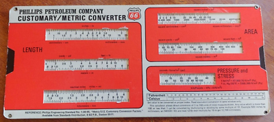 Vintage Phillips 66 Petroleum Company Customary Metric Converter. Engineering.