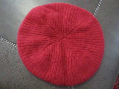 Vintage St Michael Knit Lambswool Angora Beret Cap Hat Made In Italy Red Beanie