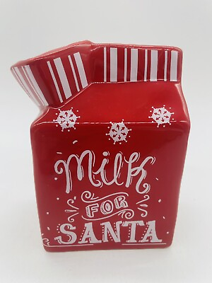 #ad Milk For Santa Christmas Red Ceramic Carton Decoration by Magenta Rea Dunn