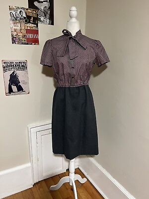 #ad women#x27;s vintage 70s dress bow size medium