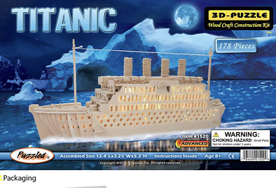 Puzzled Titanic 3D Wood Puzzle Craft Construction Model Kit 178 Piece NEW