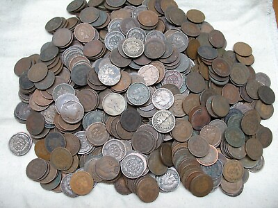 #ad 🔥OLD COIN SALE 860 INDIAN HEAD CENTS MIXED DATES 1859 1909 BELOW AVERAGE LOT🔥
