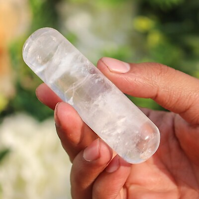 #ad Natural Clear Quartz Crystal Wand Personality Quartz Massage Stick Gemstone