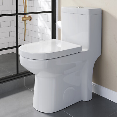 Contemporary One Piece Toilet Dual Flush Elongated 10#x27;#x27; Rough In Soft Close Seat
