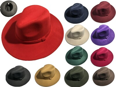 Men Women Felt Fedora Vintage Style Wide Brim Stingy Brim Hat