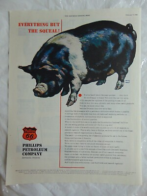 #ad #ad 1948 PHILLIPS 66 PETROLEUM COMPANY Large Pig print ad