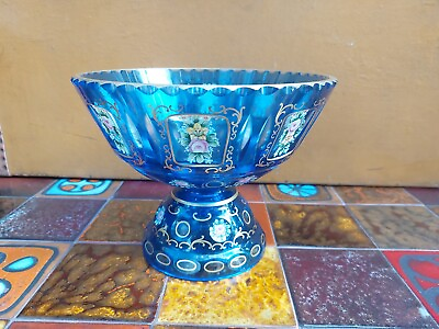 #ad Cup Crystal Enamelled Golden Antique Overlay
