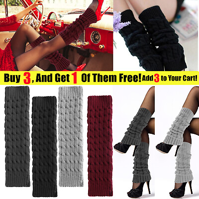#ad #ad Women Leg Warm Crochet Knit Ribbed Knee High Solid Winter Boot Wool Sock Long US
