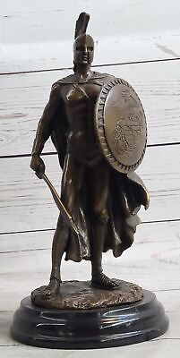 Roman Warrior Soldier Spear Shield Military Art Collector Bronze Marble Sale