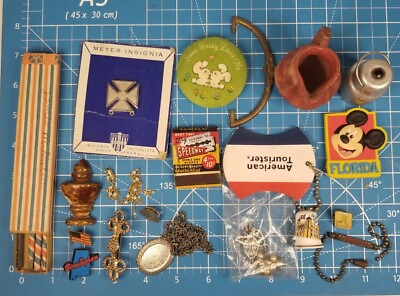 #ad Junk Drawer Lot of Vintage Toys Trinkets Pins Jewelry and Other Cool Junk