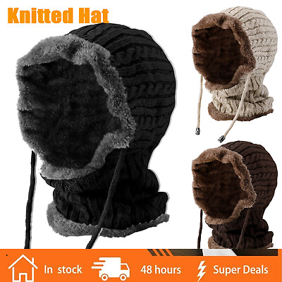 #ad Winter Warm Knit Hat Scarf Set Men Women Kids Ear Head Neck Cover Ski Beanie Cap
