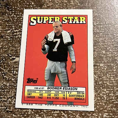 #ad 1988 Super Star Sticker Back Cards Boomer Esiason Topps #56 Bengals